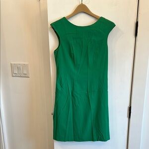 Green Sleeveless Sheath Mini Dress Crew Neck Work